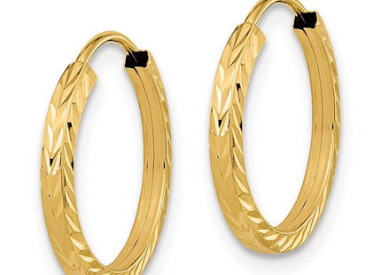 14k Diamond-cut Square Tube Endless Hoop Earrings (Style TF993)