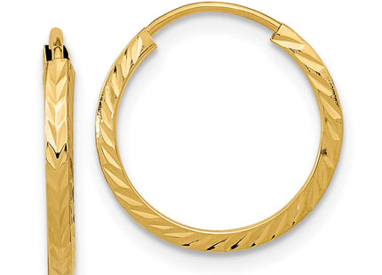 14k Diamond-cut Square Tube Endless Hoop Earrings (Style TF993)