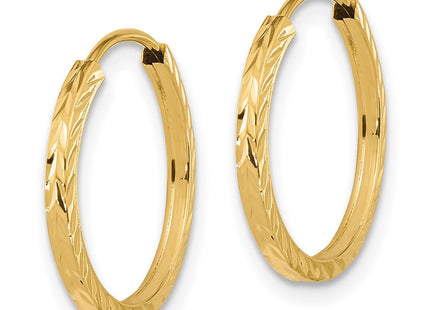 14k Diamond-cut Square Tube Endless Hoop Earrings (Style TF994)
