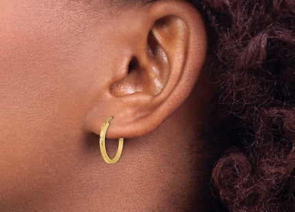 14k Diamond-cut Square Tube Endless Hoop Earrings (Style TF994)
