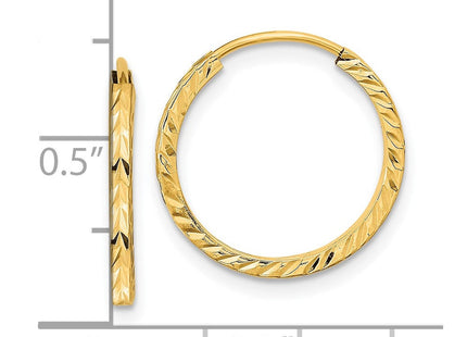 14k Diamond-cut Square Tube Endless Hoop Earrings (Style TF994)