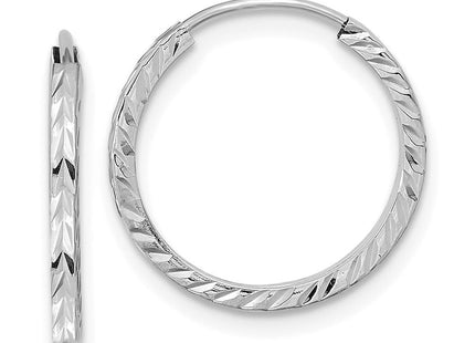 14k White Gold Diamond-cut Square Tube Endless Hoop Earrings (Style TF994W)