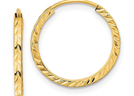 14k Diamond-cut Square Tube Endless Hoop Earrings (Style TF994)