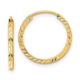 14k Diamond-cut Square Tube Endless Hoop Earrings (Style TF994)