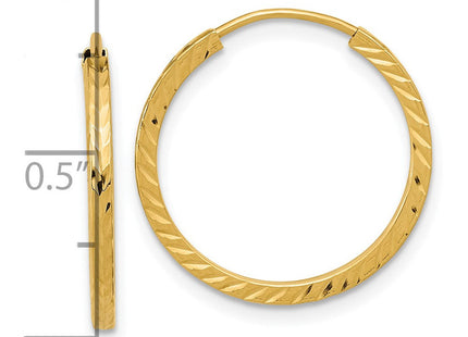 14k Diamond-cut Square Tube Endless Hoop Earrings (Style TF995)