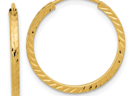 14k Diamond-cut Square Tube Endless Hoop Earrings (Style TF995)