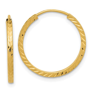 14k Diamond-cut Square Tube Endless Hoop Earrings (Style TF995)