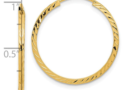 14k Diamond-cut Square Tube Endless Hoop Earrings (Style TF996)