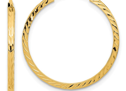 14k Diamond-cut Square Tube Endless Hoop Earrings (Style TF996)