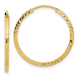 14k Diamond-cut Square Tube Endless Hoop Earrings (Style TF996)