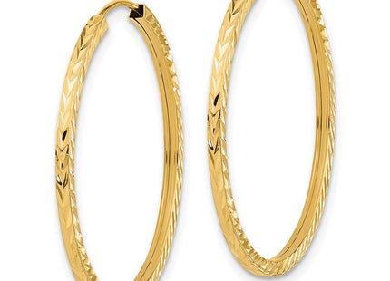 14k Diamond-cut Square Tube Endless Hoop Earrings (Style TF997)