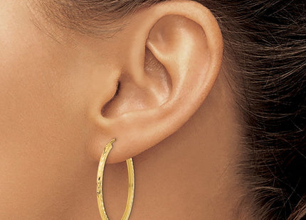 14k Diamond-cut Square Tube Endless Hoop Earrings (Style TF997)