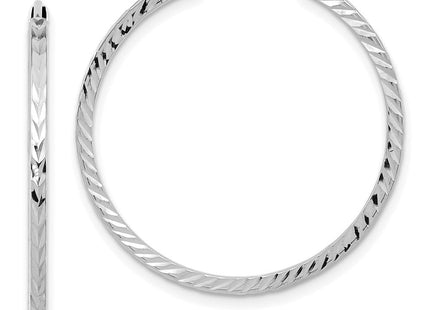 14k White Gold Diamond-cut Square Tube Endless Hoop Earrings (Style TF997W)
