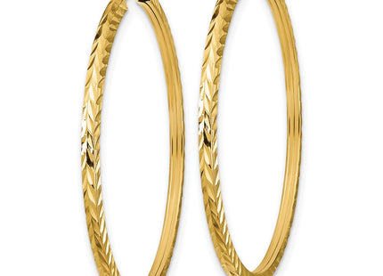 14k Diamond-cut Square Tube Endless Hoop Earrings (Style TF998)