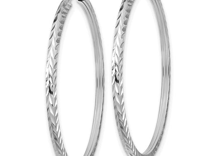 14k White Gold Diamond-cut Square Tube Endless Hoop Earrings (Style TF998W)