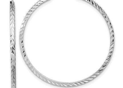 14k White Gold Diamond-cut Square Tube Endless Hoop Earrings (Style TF998W)