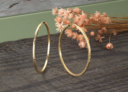 14k Diamond-cut Square Tube Endless Hoop Earrings, 40 x 1.35mm