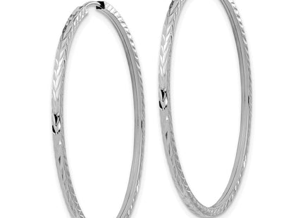 14k White Gold Diamond-cut Square Tube Endless Hoop Earrings (Style TF999W)