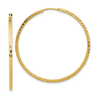 14k Diamond-cut Square Tube Endless Hoop Earrings (Style TF999)