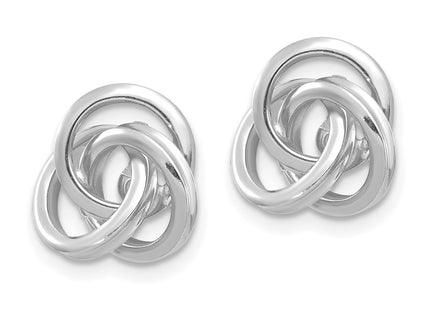 14K white gold knot earrings, alternate view