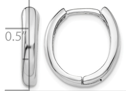 14K White Gold Hinged Hoop Earrings, 10 x 4mm