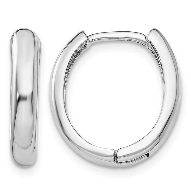 14K White Gold Hinged Hoop Earrings, 10 x 4mm
