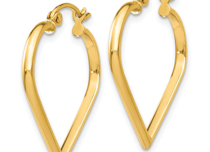 14K Polished Heart Hoop Earrings, 23 x 2mm