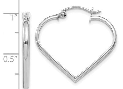 14K gold heart hoop earrings, further view