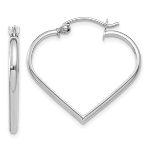 14k White Gold Heart Hoop Earrings (Style TH288)