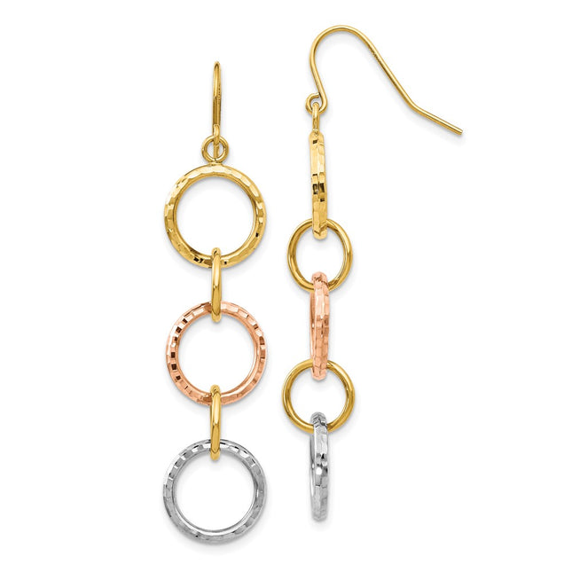14k Tri-Color Earrings Style TH521 - Classique Jewelry Inc.