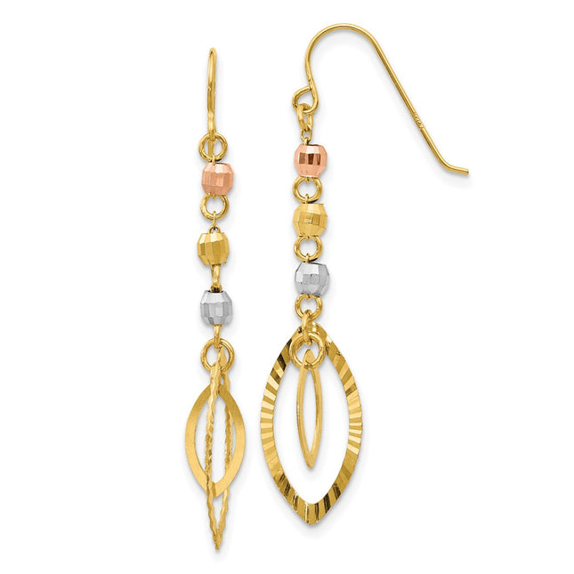 14k Tri-Color Earrings Style TH539 - Classique Jewelry Inc.