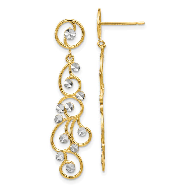 14k Yellow & Rhodium Earrings Style TH591 - Classique Jewelry Inc.
