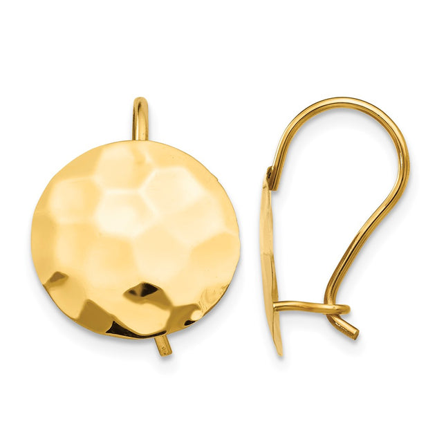 14k Hammered Circle Disc Earrings, 18 x 13mm