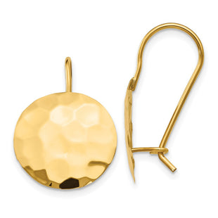 14k Hammered Circle Disc Earrings (Style TH651)