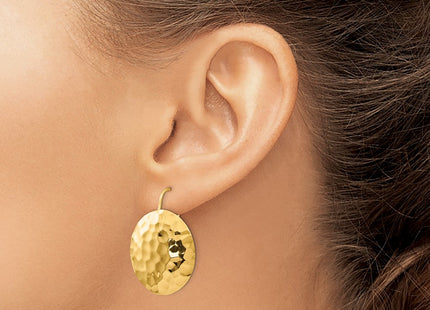 14K gold circle earrings, another view