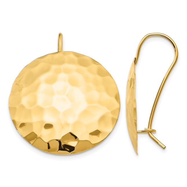 14k Hammered Circle Earrings, 29 x 24mm