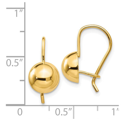 14K Hollow Half Ball Earrings, 16 x 8mm
