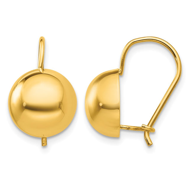 14k Hollow Half Ball Earrings, 19 x 10.5mm