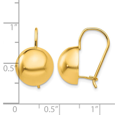 14K Hollow Half Ball Earrings, 19 x 12mm
