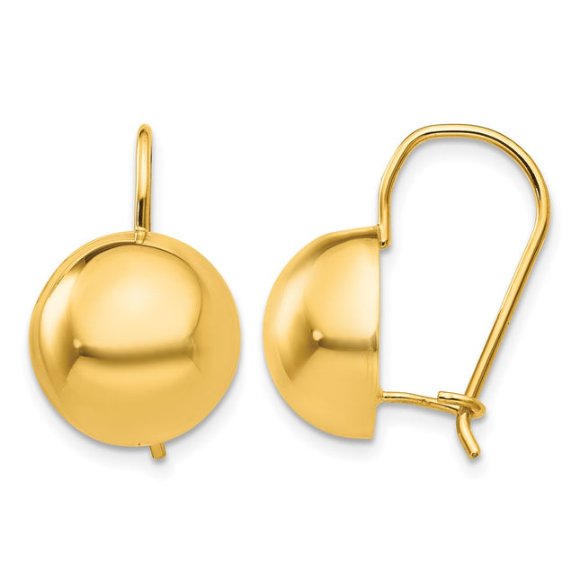 14k Hollow Half Ball Earrings, 19 x 12mm
