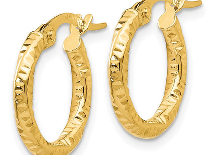 14K Polished and Textured Hoop Earrings (Style TH669)