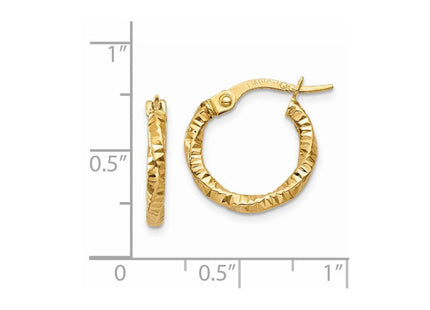 14K Polished and Textured Hoop Earrings (Style TH669)