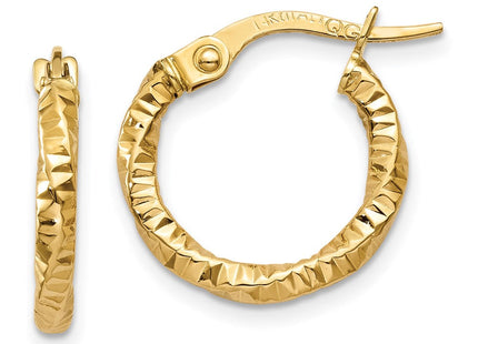 14K Polished and Textured Hoop Earrings (Style TH669)