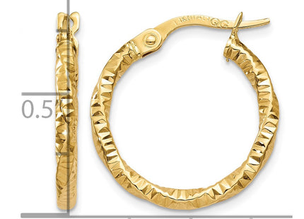 14K gold hoop earrings, further view