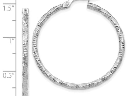14K white gold hoop earrings, further view