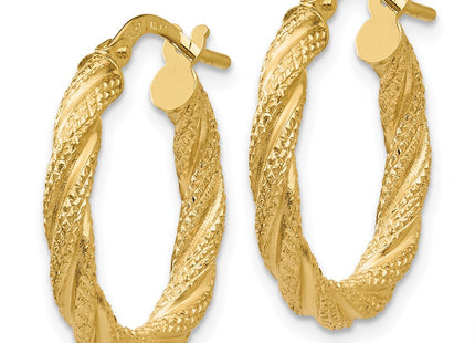 14K Twisted Textured Hoop Earrings (Style TH693)