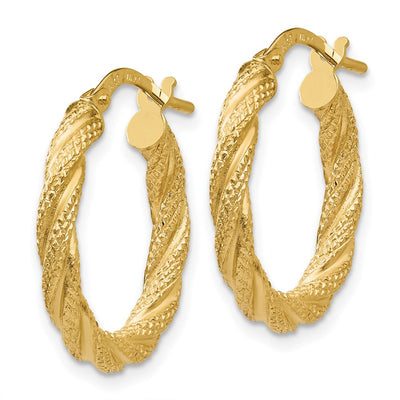 14K Twisted Textured Hoop Earrings, 20 x 3mm