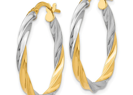 14K & Rhodium Twisted Hoop Earrings (Style TH717)