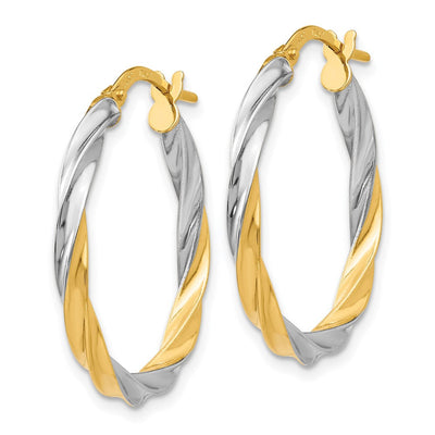 14K & Rhodium Twisted Hoop Earrings, 25 x 26mm