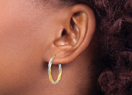 14K & Rhodium Twisted Hoop Earrings (Style TH717)